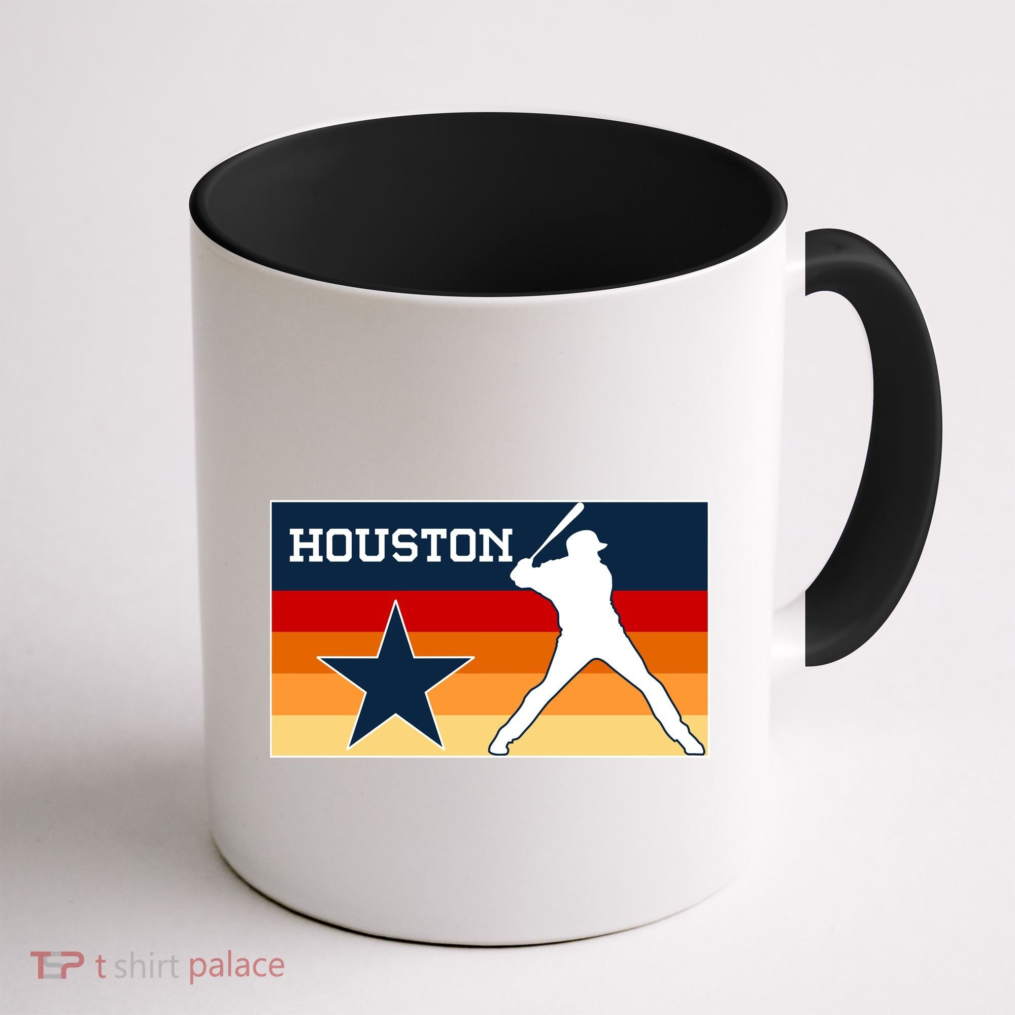 Baseball Player Silhouette Houston Flag Coffee Mug