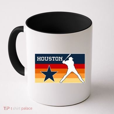 Baseball Player Silhouette Houston Flag Coffee Mug