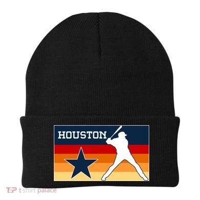 Baseball Player Silhouette Houston Flag Beanie