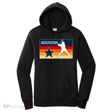 Baseball Player Silhouette Houston Flag Women's Hoodie