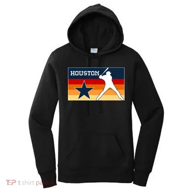 Baseball Player Silhouette Houston Flag Women's Hoodie