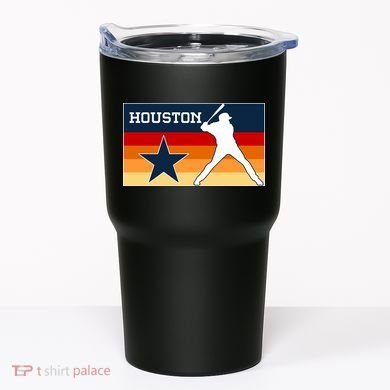 Baseball Player Silhouette Houston Flag Tumbler