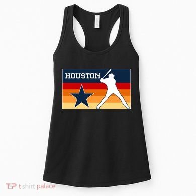 Baseball Player Silhouette Houston Flag Women's Tank Top