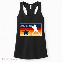 Baseball Player Silhouette Houston Flag Women's Tank Top thumb 0