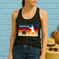 Baseball Player Silhouette Houston Flag Women's Tank Top thumb 2
