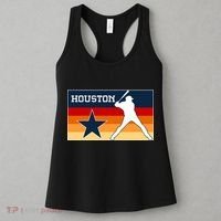 Baseball Player Silhouette Houston Flag Women's Tank Top thumb 3