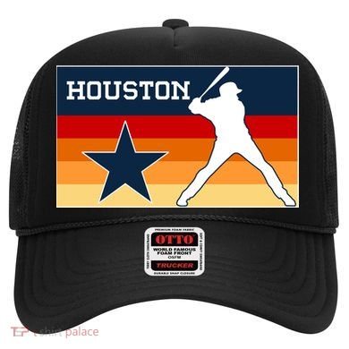 Baseball Player Silhouette Houston Flag Hat