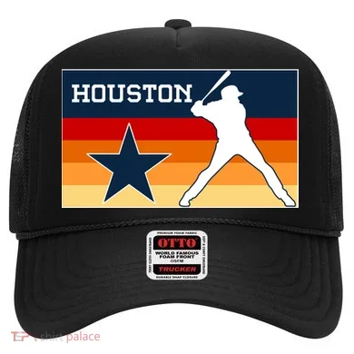 Baseball Player Silhouette Houston Flag Hat