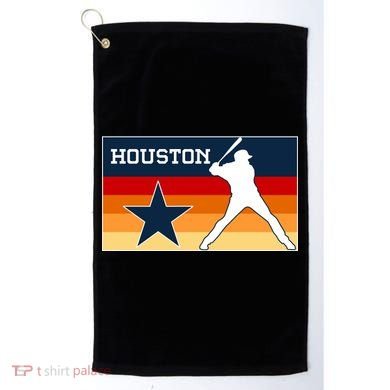 Baseball Player Silhouette Houston Flag Golf Towel