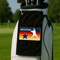 Baseball Player Silhouette Houston Flag Golf Towel thumb 2