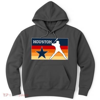 Baseball Player Silhouette Houston Flag Hoodie