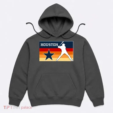 Baseball Player Silhouette Houston Flag Hoodie