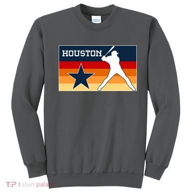 Baseball Player Silhouette Houston Flag Sweatshirt