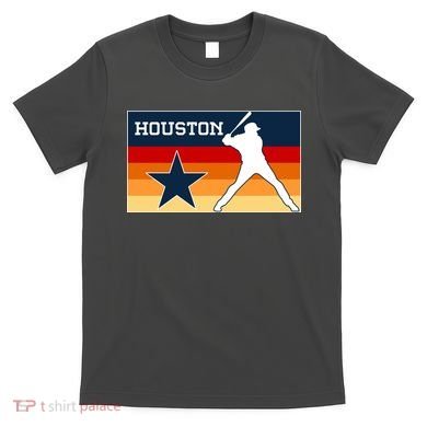 Baseball Player Silhouette Houston Flag T-Shirt