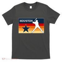 Baseball Player Silhouette Houston Flag T-Shirt thumb 0