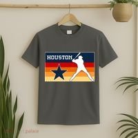 Baseball Player Silhouette Houston Flag T-Shirt thumb 2