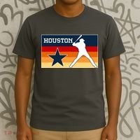 Baseball Player Silhouette Houston Flag T-Shirt thumb 3