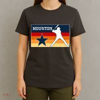 Baseball Player Silhouette Houston Flag T-Shirt thumb 4