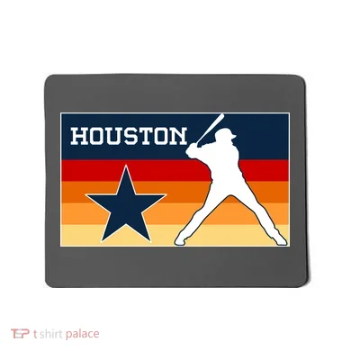 Baseball Player Silhouette Houston Flag Mousepad
