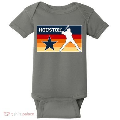 Baseball Player Silhouette Houston Flag Baby Bodysuit