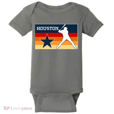 Baseball Player Silhouette Houston Flag Baby Bodysuit