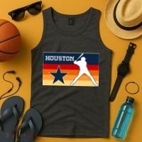 Baseball Player Silhouette Houston Flag Tank Top thumb 4