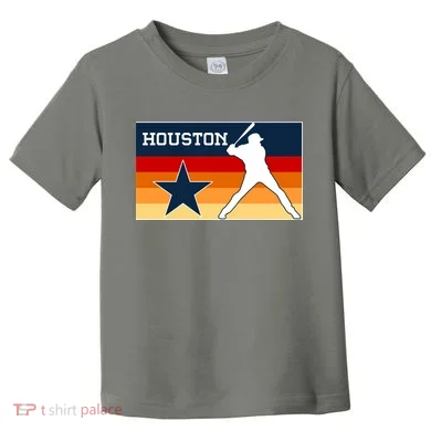Baseball Player Silhouette Houston Flag Toddler T-Shirt