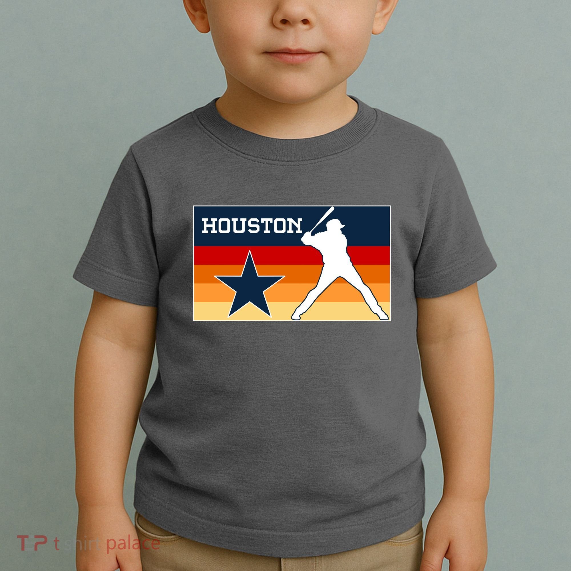 Baseball Player Silhouette Houston Flag Toddler T-Shirt