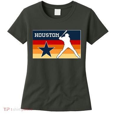 Baseball Player Silhouette Houston Flag Women's T-Shirt
