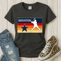 Baseball Player Silhouette Houston Flag Women's T-Shirt thumb 3