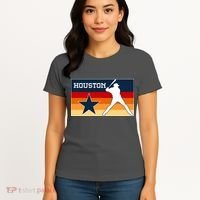 Baseball Player Silhouette Houston Flag Women's T-Shirt thumb 4