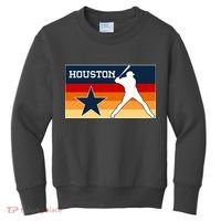 Baseball Player Silhouette Houston Flag Kids Sweatshirt thumb 0