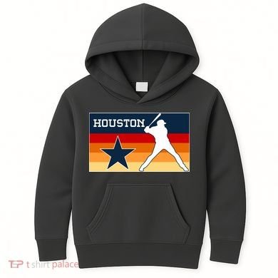 Baseball Player Silhouette Houston Flag Kids Hoodie