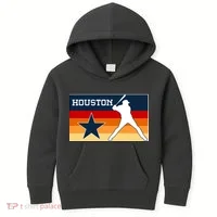 Baseball Player Silhouette Houston Flag Kids Hoodie thumb 0