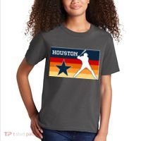 Baseball Player Silhouette Houston Flag Kids T-Shirt thumb 2