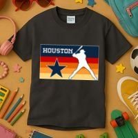 Baseball Player Silhouette Houston Flag Kids T-Shirt thumb 3