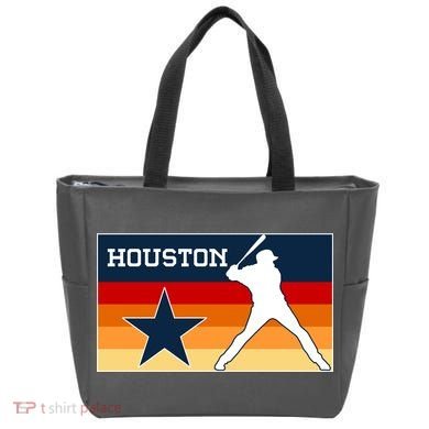 Baseball Player Silhouette Houston Flag Tote Bag