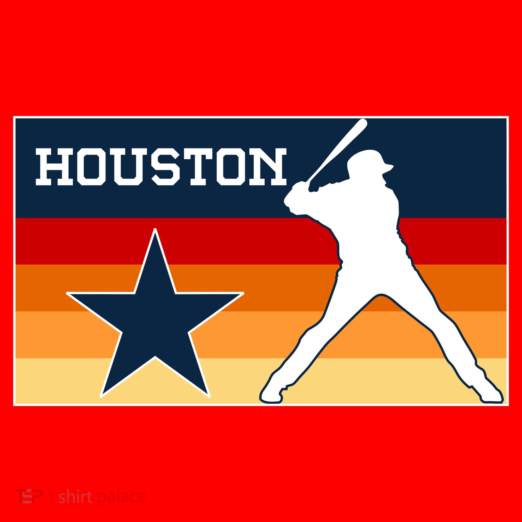 Baseball Player Silhouette Houston Flag Santa Hat