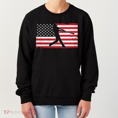 Baseball Player USA American Flag Women's Sweatshirt