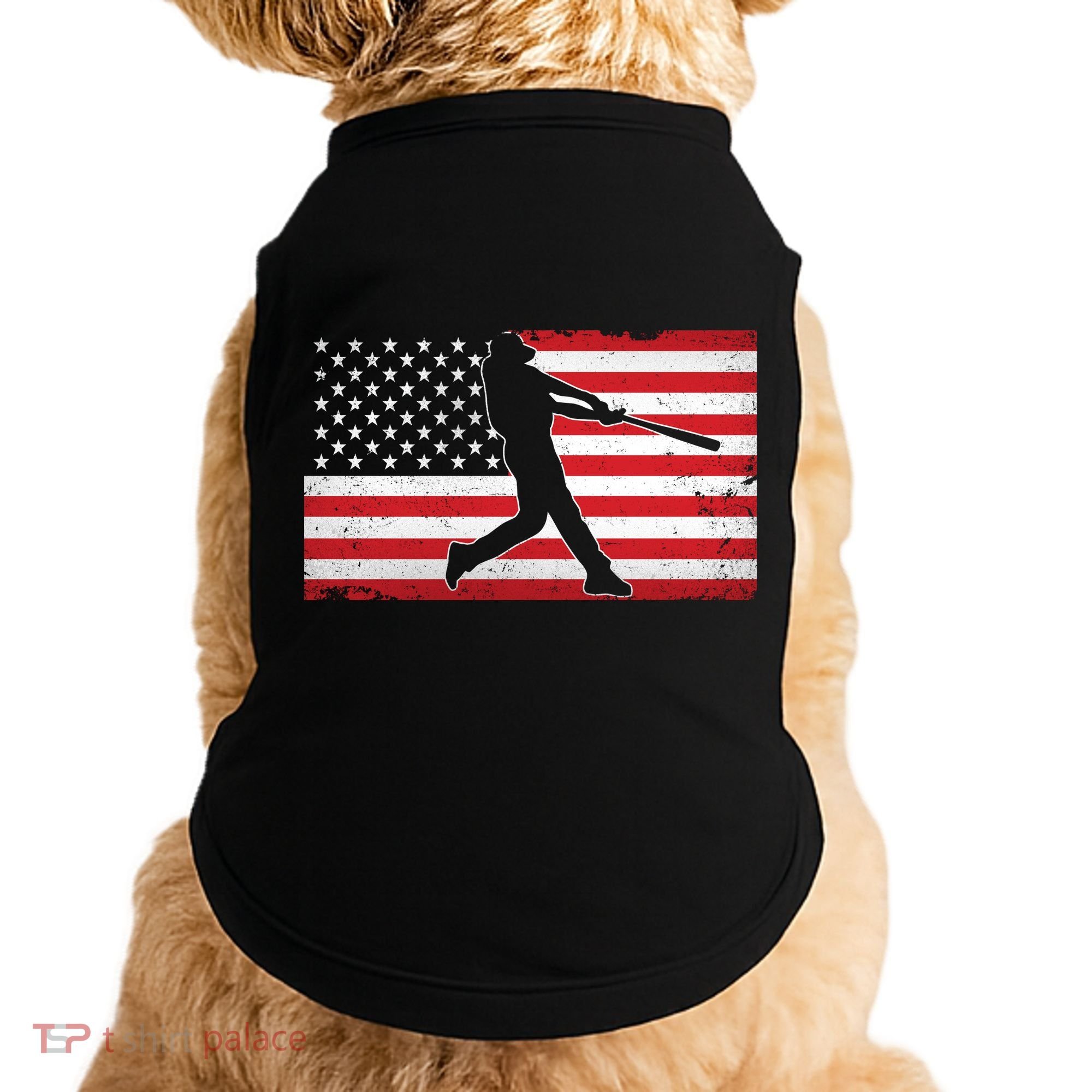 Baseball Player USA American Flag Doggie Tank