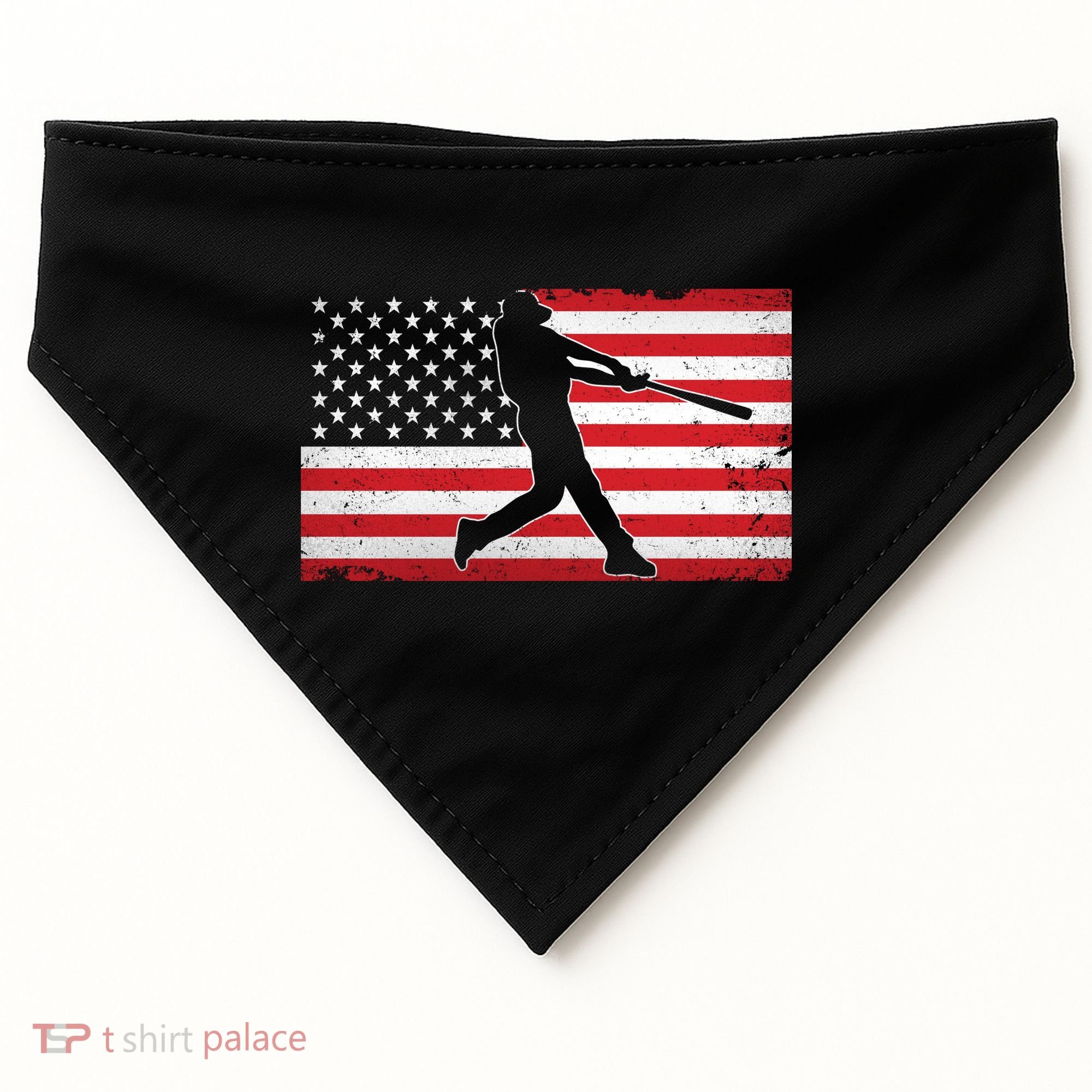 Baseball Player USA American Flag USA-Made Doggie Bandana