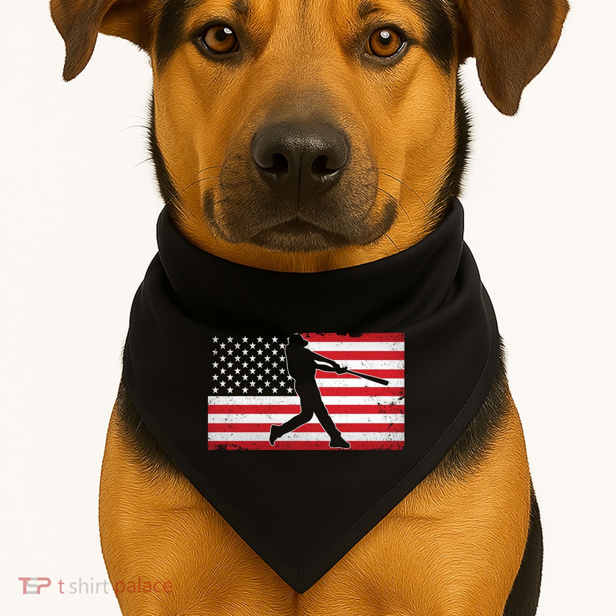 Baseball Player USA American Flag USA-Made Doggie Bandana