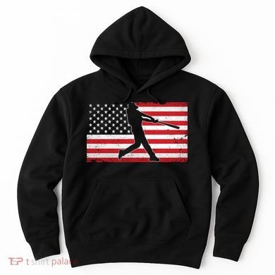 Baseball Player USA American Flag Hoodie