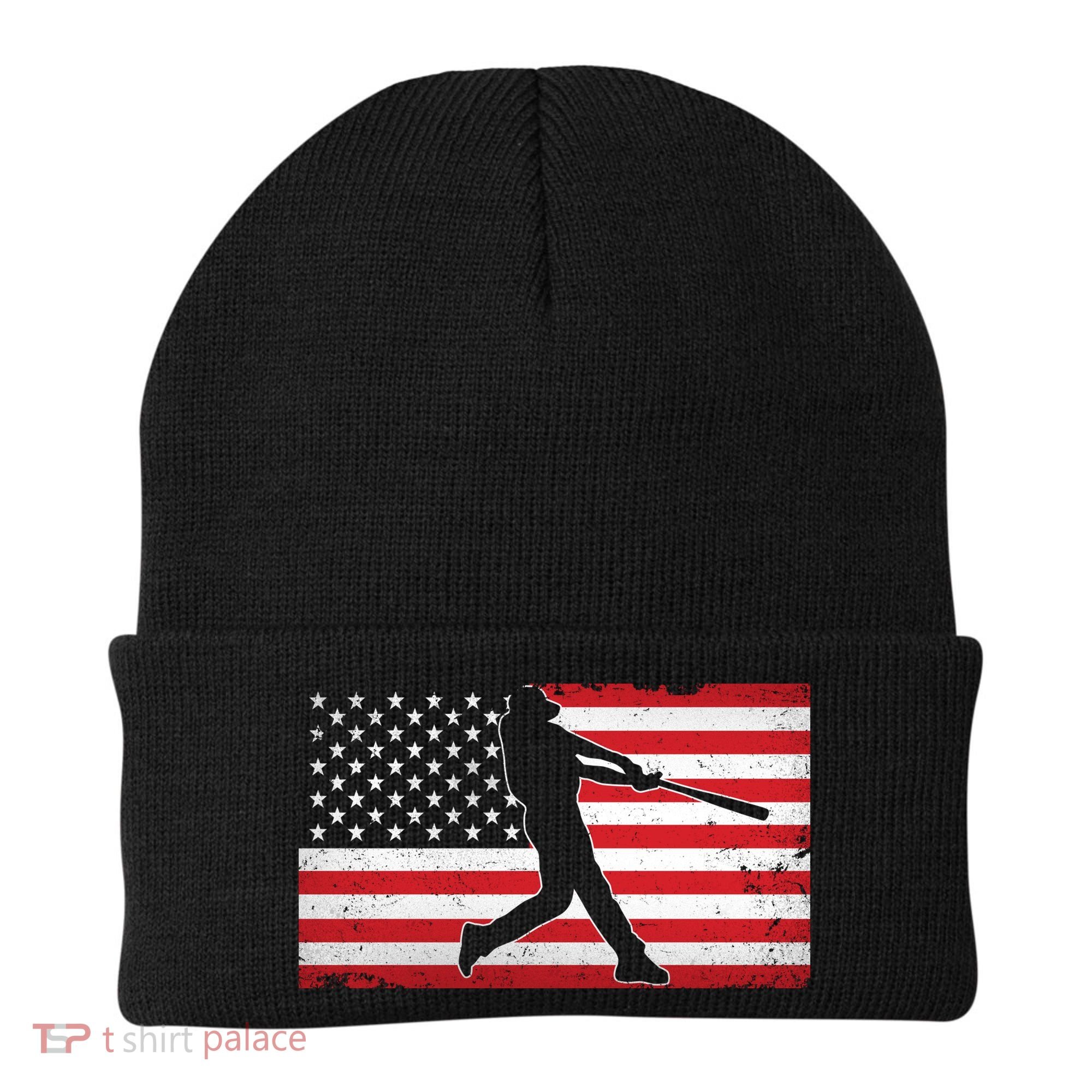 Baseball Player USA American Flag Beanie