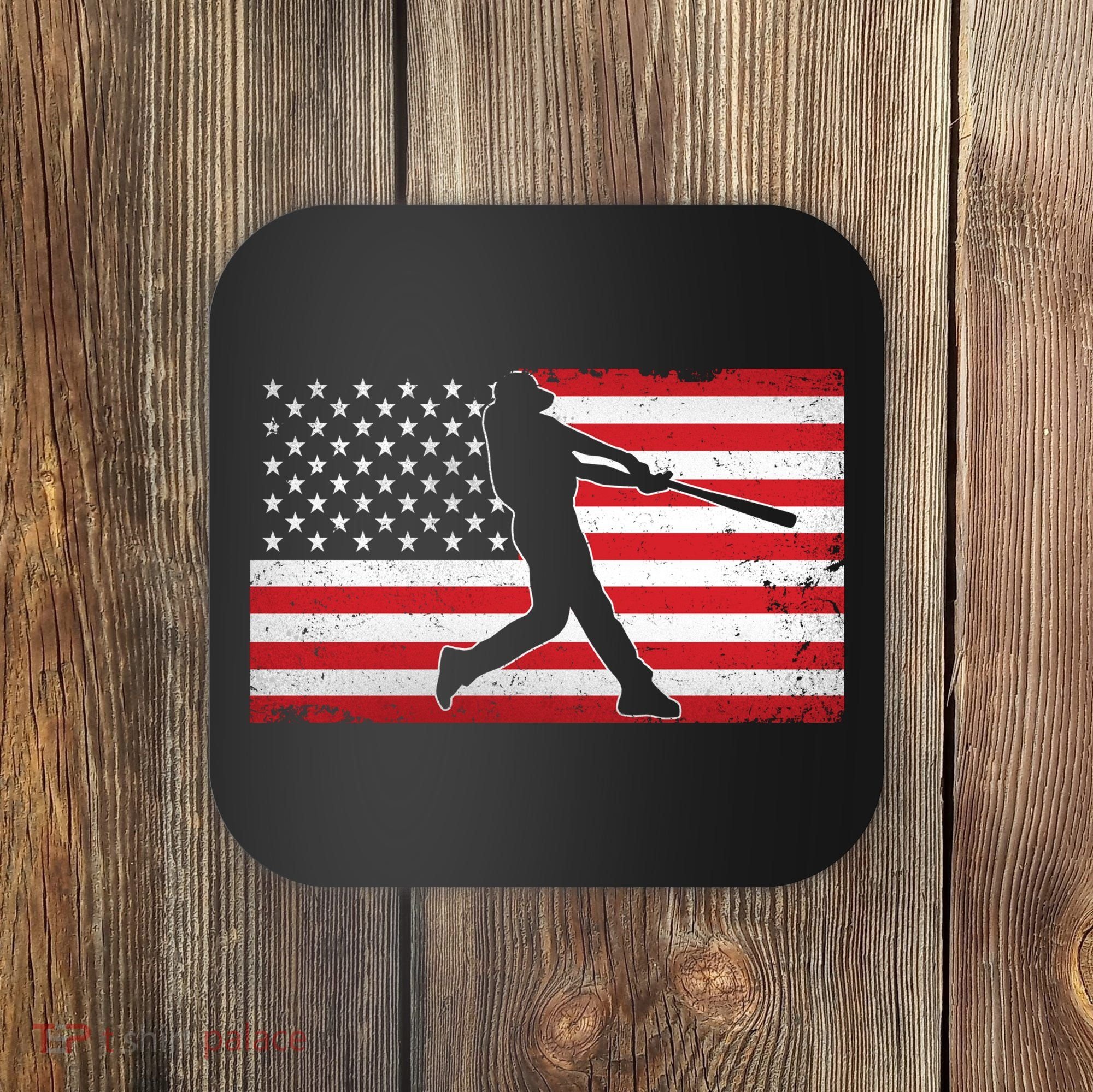 Baseball Player USA American Flag Coaster