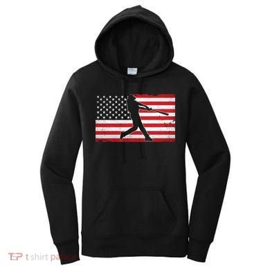 Baseball Player USA American Flag Women's Hoodie