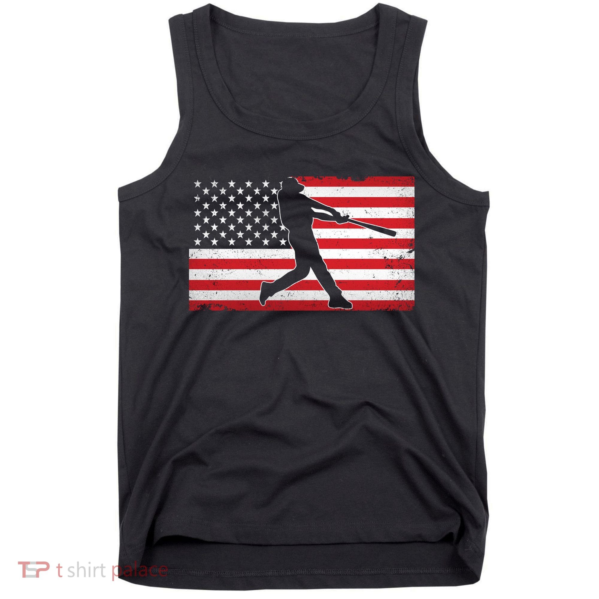 Baseball Player USA American Flag Tank Top