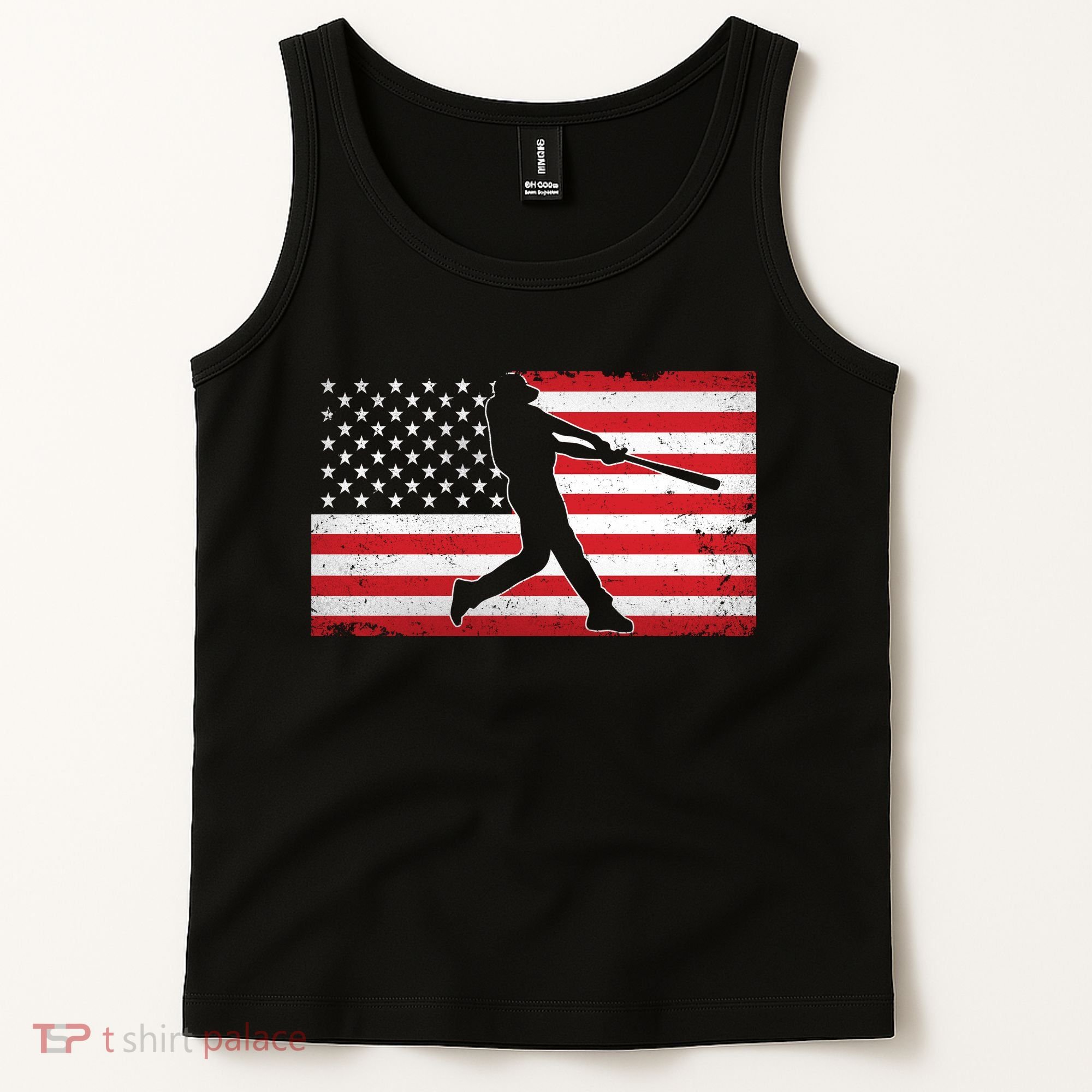 Baseball Player USA American Flag Tank Top