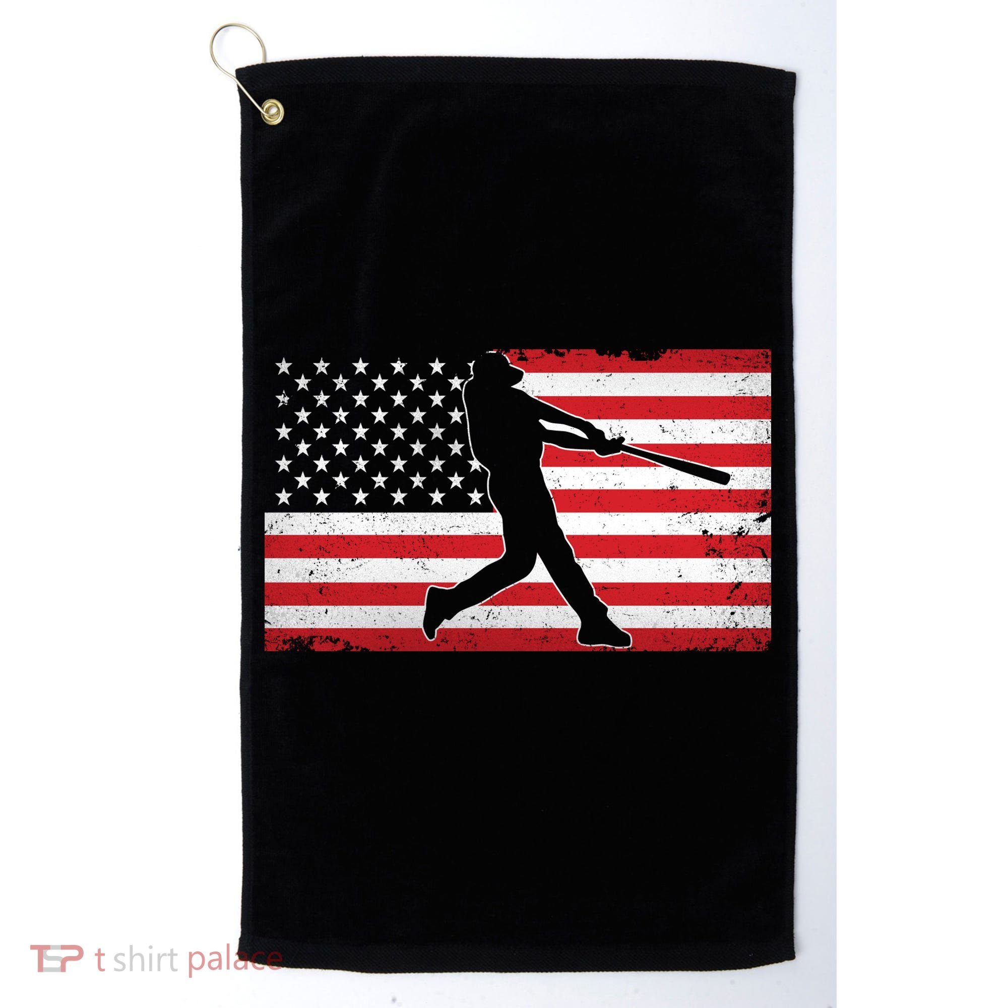 Baseball Player USA American Flag Golf Towel