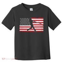 Baseball Player USA American Flag Toddler T-Shirt thumb 0
